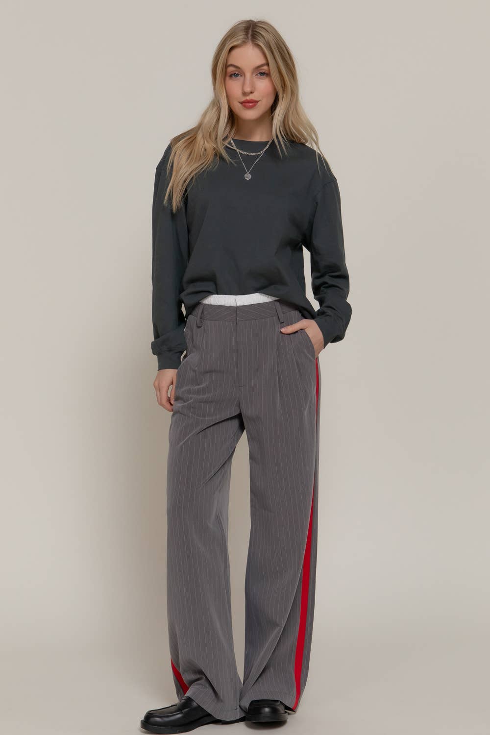 Active Basic | Active USA - Wholesale Pants - Women's - Side Stripe Detail Y/D Stripe Long Pants7