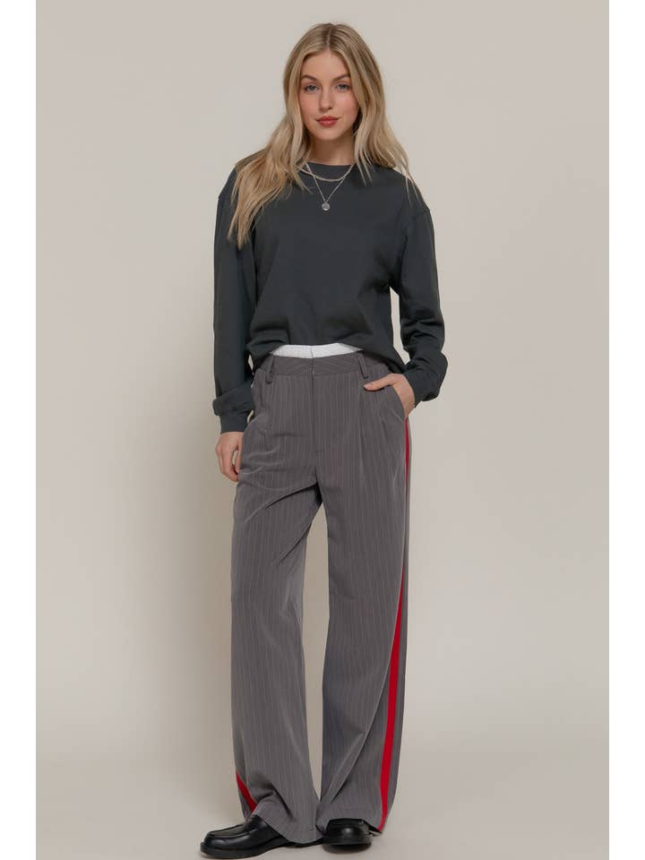Active Basic | Active USA - Wholesale Pants - Women's - Side Stripe Detail Y/D Stripe Long Pants7