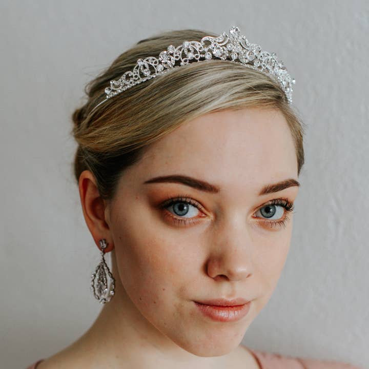 SWEETV - Vendita all'ingrosso Tiara - Donna - SWEETV - Tiara da sposa in argento con pettine, per donne e bambine