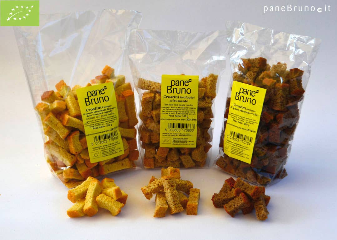 PANEBRUNO - Wholesale Crackers - Organic buckwheat and rice croutons 200 gr (Copy)1