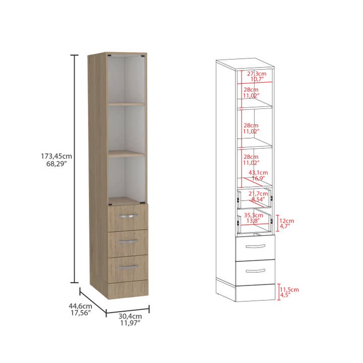 TuHome Concept - Wholesale Bedroom Furniture - Vanguard Bathroom Cabinet with three spacious drawers