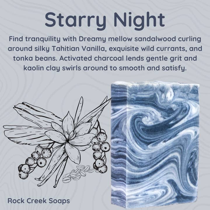 Rock Creek Soaps - Wholesale Bar Soap - Starry Night Bar Soap: Vanilla, Sandalwood & Currants