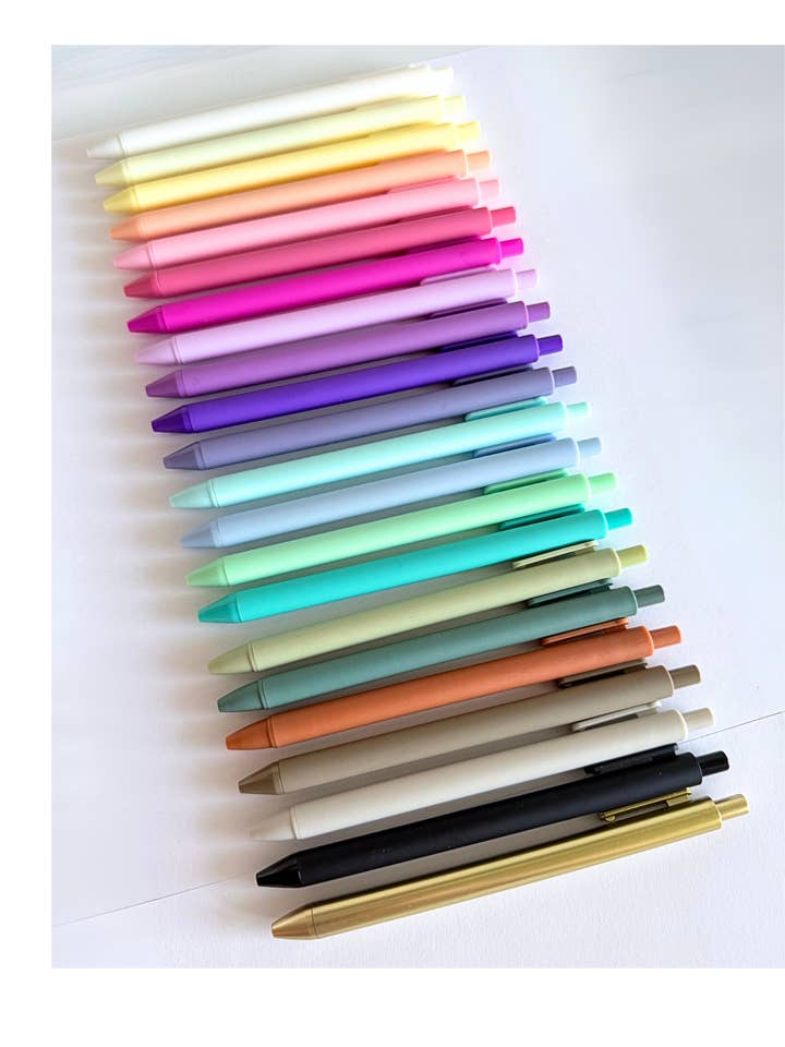 Individual black gel ink macaron style pens-multiple colors for wholesale by Typo Lettering Co