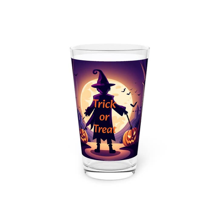 See Joy Creative – wholesale Drinking glass/cup – Halloween Witch Trick or Treat Pint Glass, 16oz2