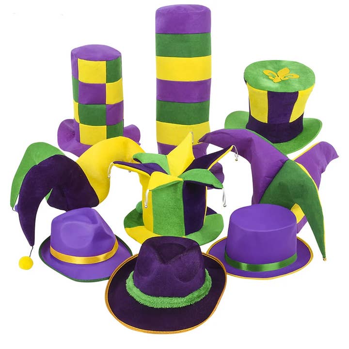 Soft Cozy Mardi Gras Themed Hat - Assorted for wholesale by HALLEE