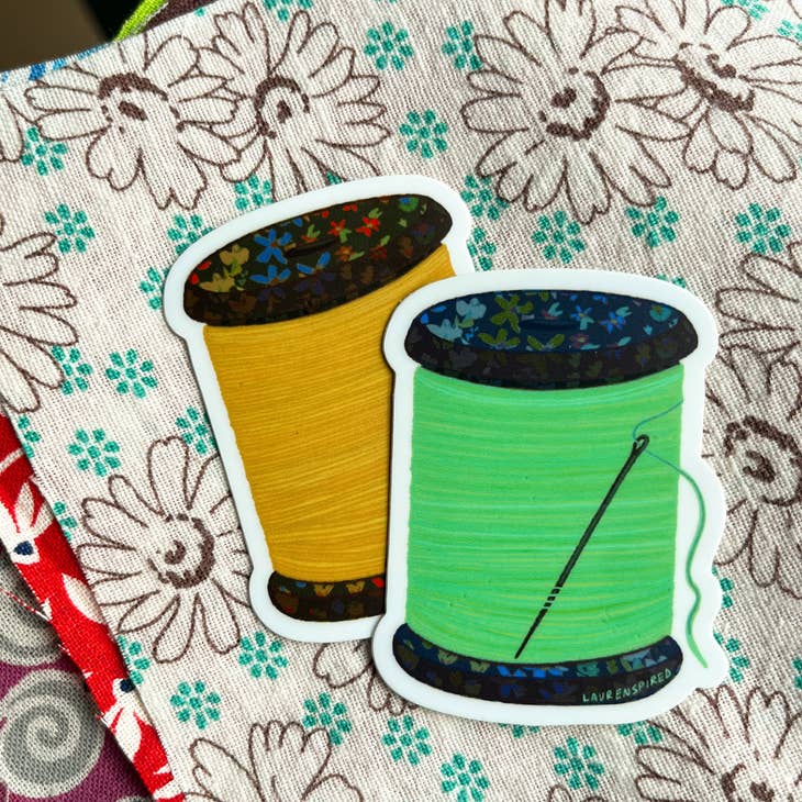 Wholesale Yellow Spool of Thread Vinyl Stickers, Quilt Sewing Sticker ...