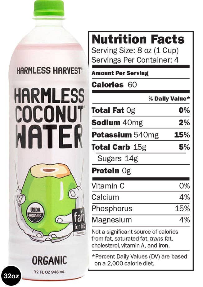 KeHE Distributors, LLC - Vente Thés santé/détox - Eau de Coco 100% Crue Harmless Harvest, 32 oz0