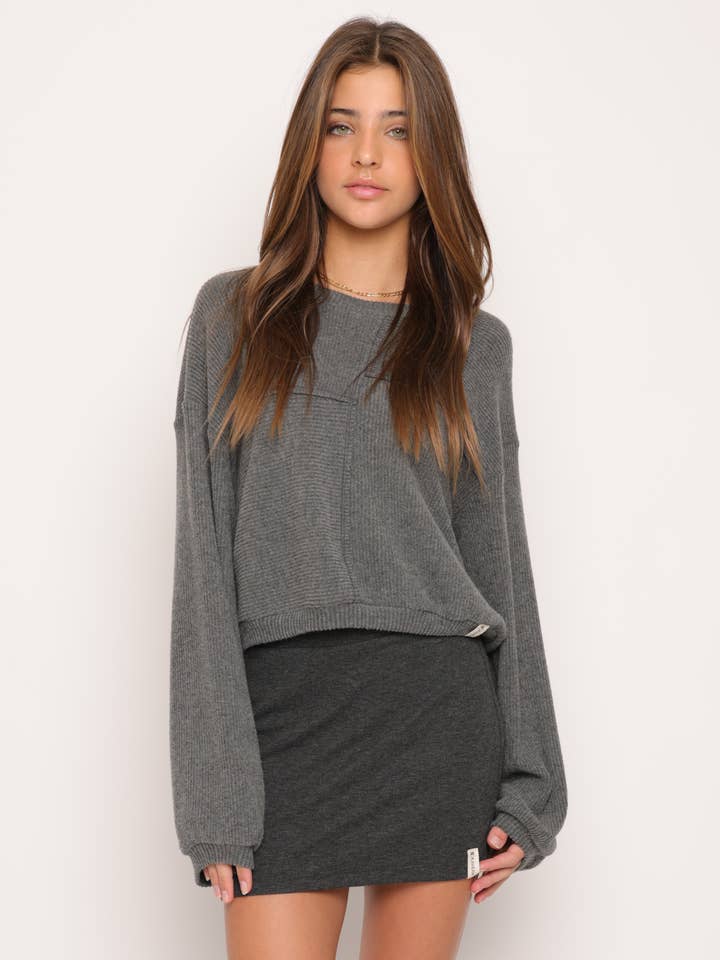 Hacci Ribbed Cross Seam Sweater for wholesale by KAVEAH