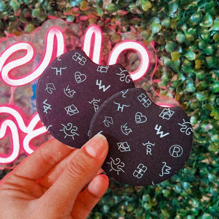 Aly Nicole Co - Wholesale Car Coaster - Women's - Black Cattle Brand Car Coasters
