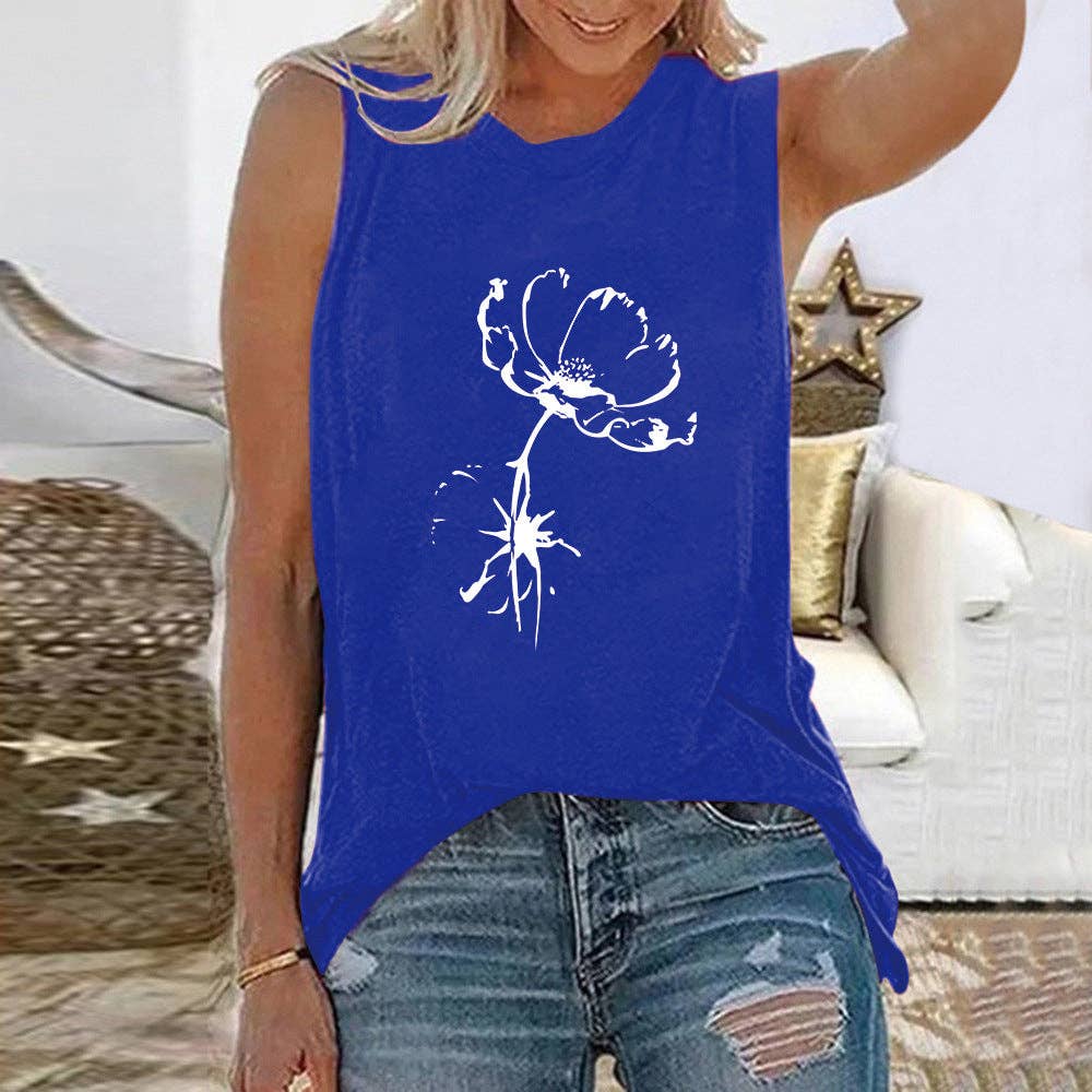 TISANCRE – wholesale Tank top – Women′s – New Sunflower Butterfly Pattern Women's Crew Neck Top Sleeveless Vest5