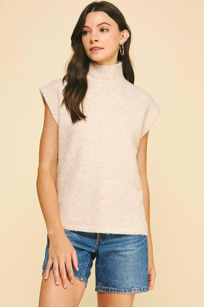 PINCH - Wholesale Knit Sweater - Women's - TURTLE NECK CAP SLEEVE SWEATER - 6334W15