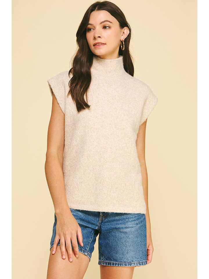 PINCH - Wholesale Knit Sweater - Women's - TURTLE NECK CAP SLEEVE SWEATER - 6334W15