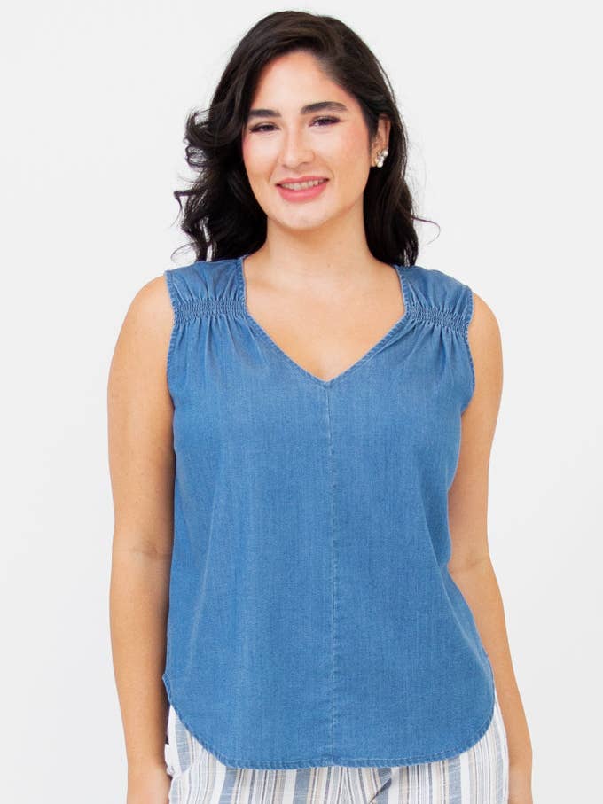 Blue Sky Clothing Co LLC - Wholesale Tank Top - Women's - Tamara Tank, Denim, Tencel