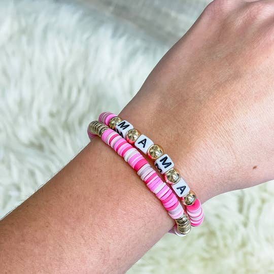 Prep Obsessed Wholesale - Wholesale Beaded Bracelet - 'Mama' Stretch Bracelet Sets