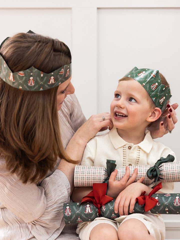 10 Pack Christmas Paper Crown Hats - Mr & Mrs Claus for wholesale by Bespoke Letterpress