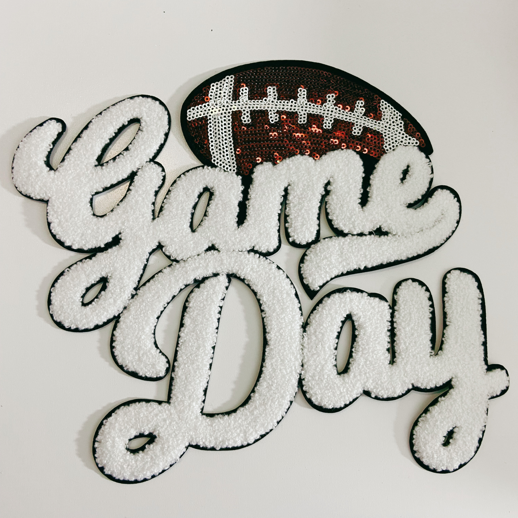 TEELUX - Wholesale Patch - 11” GAME DAY FOOTBALL - Sequins and Chenille Patch0