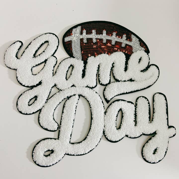 TEELUX - Wholesale Patch - 11” GAME DAY FOOTBALL - Sequins and Chenille Patch
