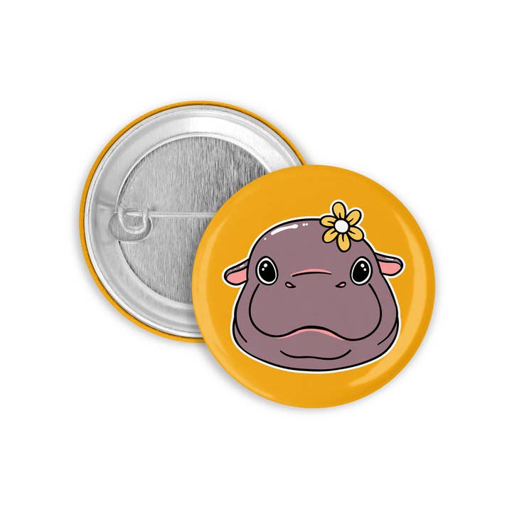 Prickly Cactus Collage - Wholesale Lapel Pin/Button - Cute Moo Deng Pygmy Hippo Buttons
