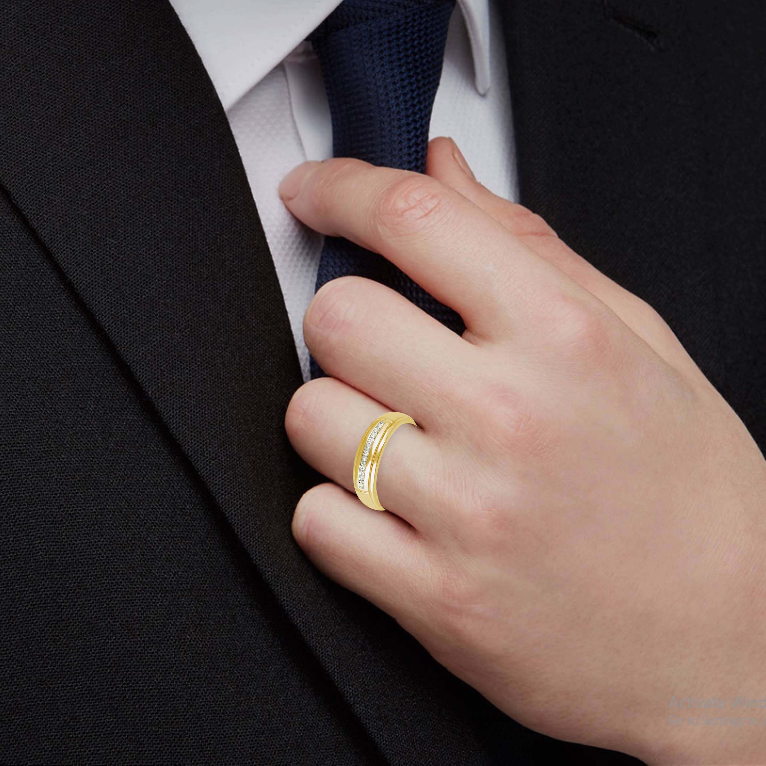 Fifth and Fine - Wholesale Jewelry Set - Men's 1/15CT TW Diamond Ring Set in 10KT Yellow Gold4