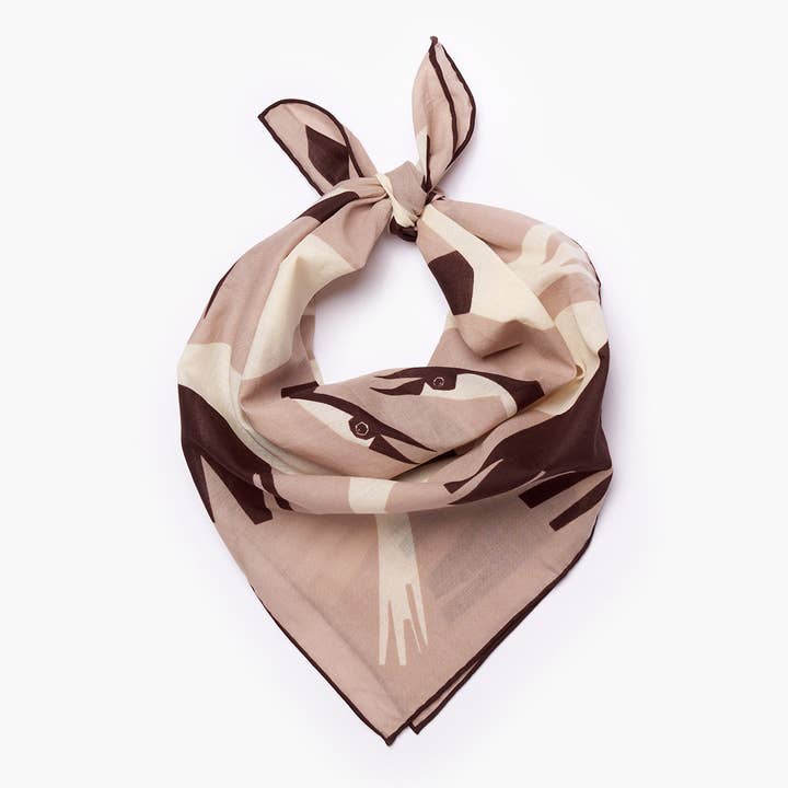 WINONA IRENE - Wholesale Bandana - Women's - Lucky Crane 100% Cotton Screen Printed Bandana Scarf Neutral