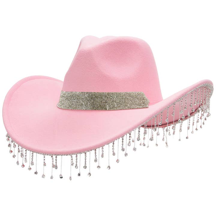Cap Zone - Wholesale Cowboy Hat - Women's - Crystal Band Bling Rhinestone Fringe Cowgirl Ha3
