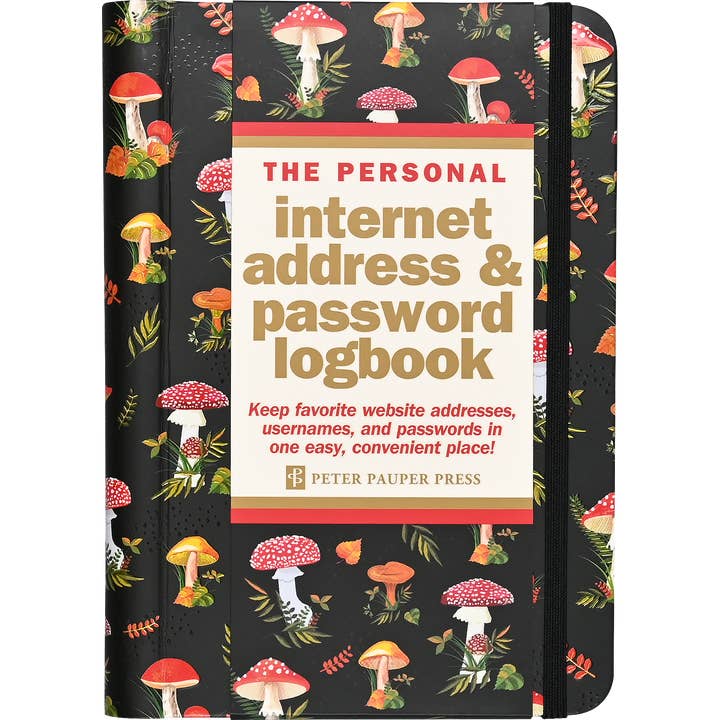 Peter Pauper Press - Wholesale Journal/Diary - Mushrooms Internet Address & Password Logbook
