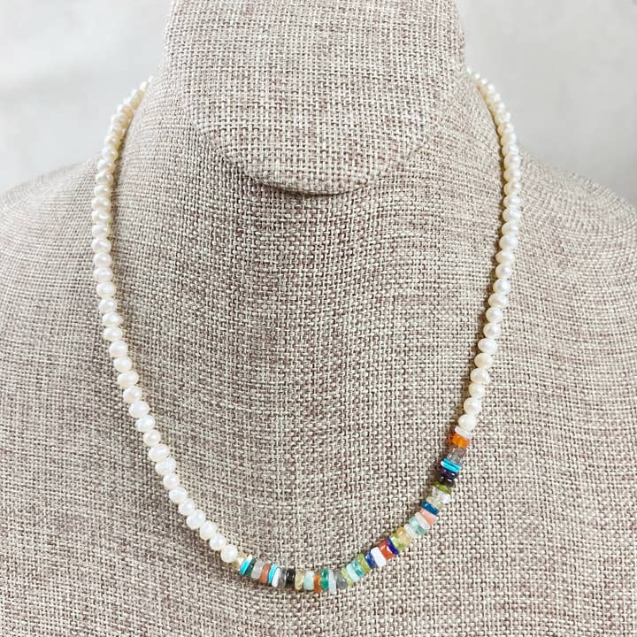 Ewelina Pas Jewelry - Wholesale Beaded/Pearl Necklace - Perla// Pearl Multi Gemstone Beaded Necklace