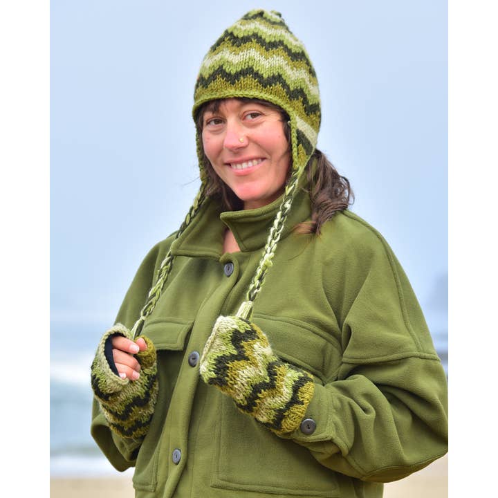 Zig Zag Asian Collection - Wholesale Beanie - Women's - Zig Zag Knit Wool Trapper Beanie Hat