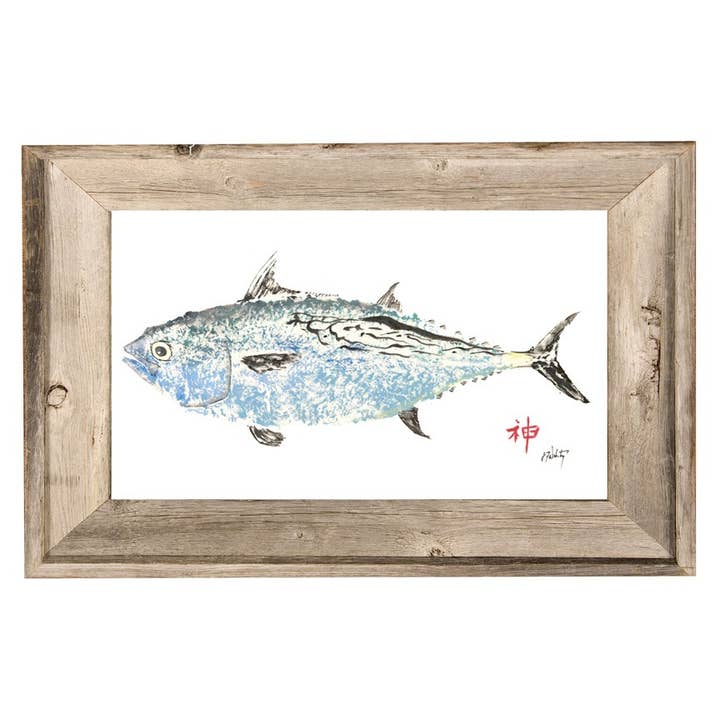 False Albacore Driftwood Framed 12x18 Print Wall Art for wholesale by Fish Aye Trading
