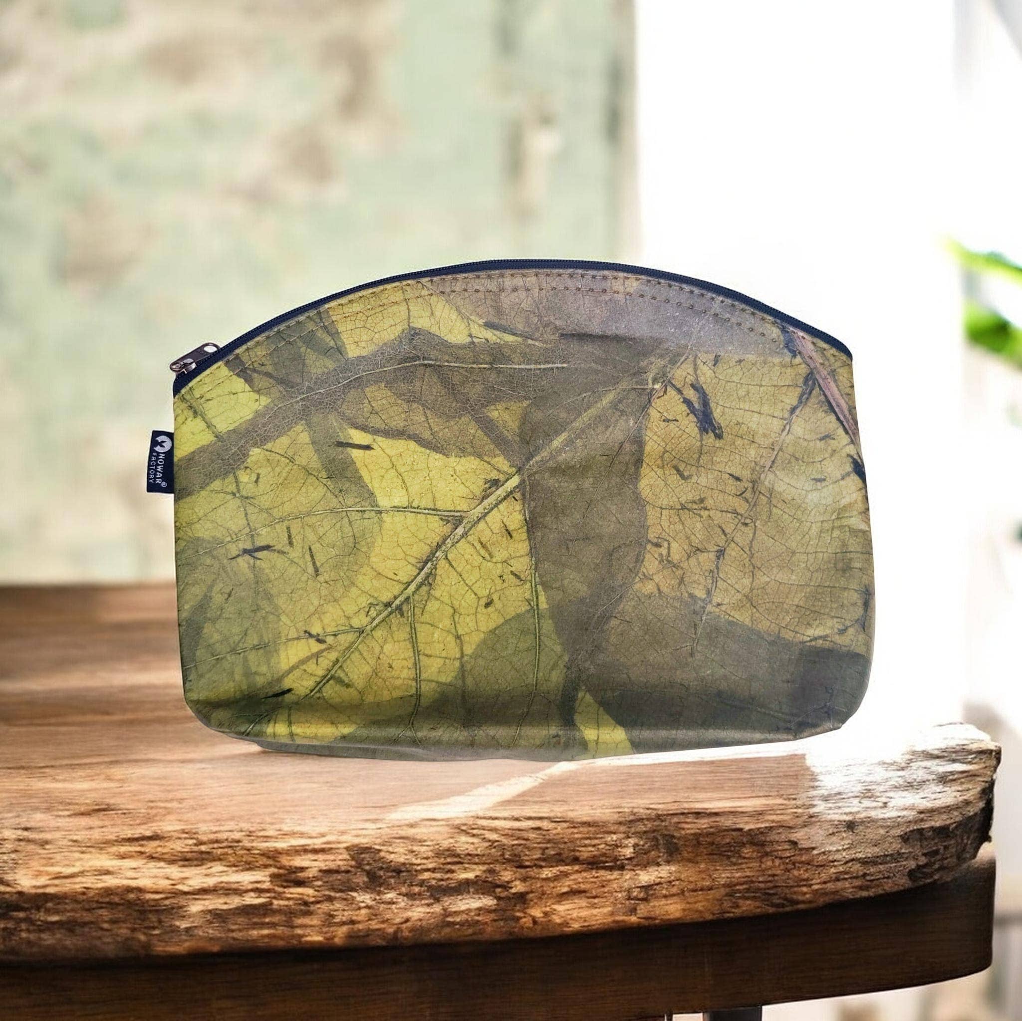 No War Factory s.r.l. - Wholesale Pouch - Women's - Vegan Pouch in Teak Leaves | Handmade Natural Craftsmanship1