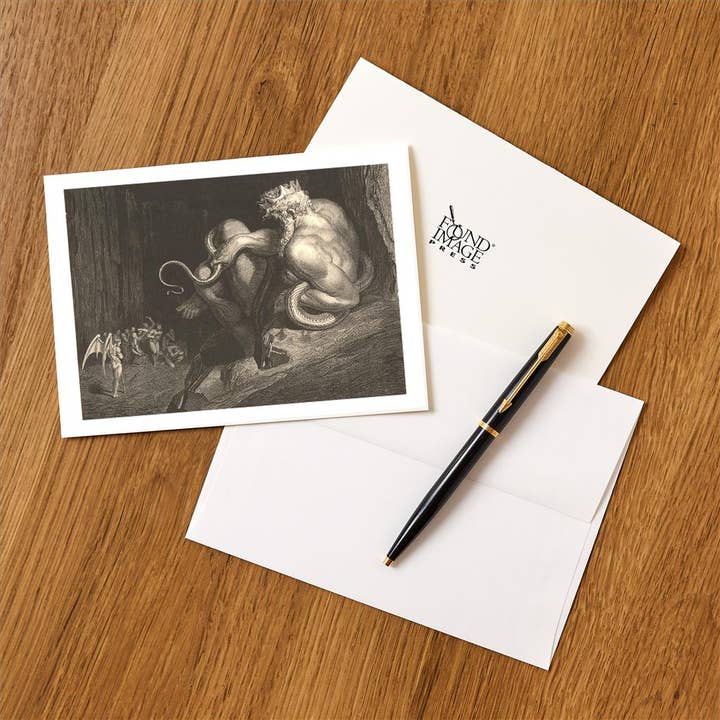 Found Image Press - Wholesale Stationery/Notecard Set - Greeting Card DM-10 Devil Watching Arrivals in Hell1