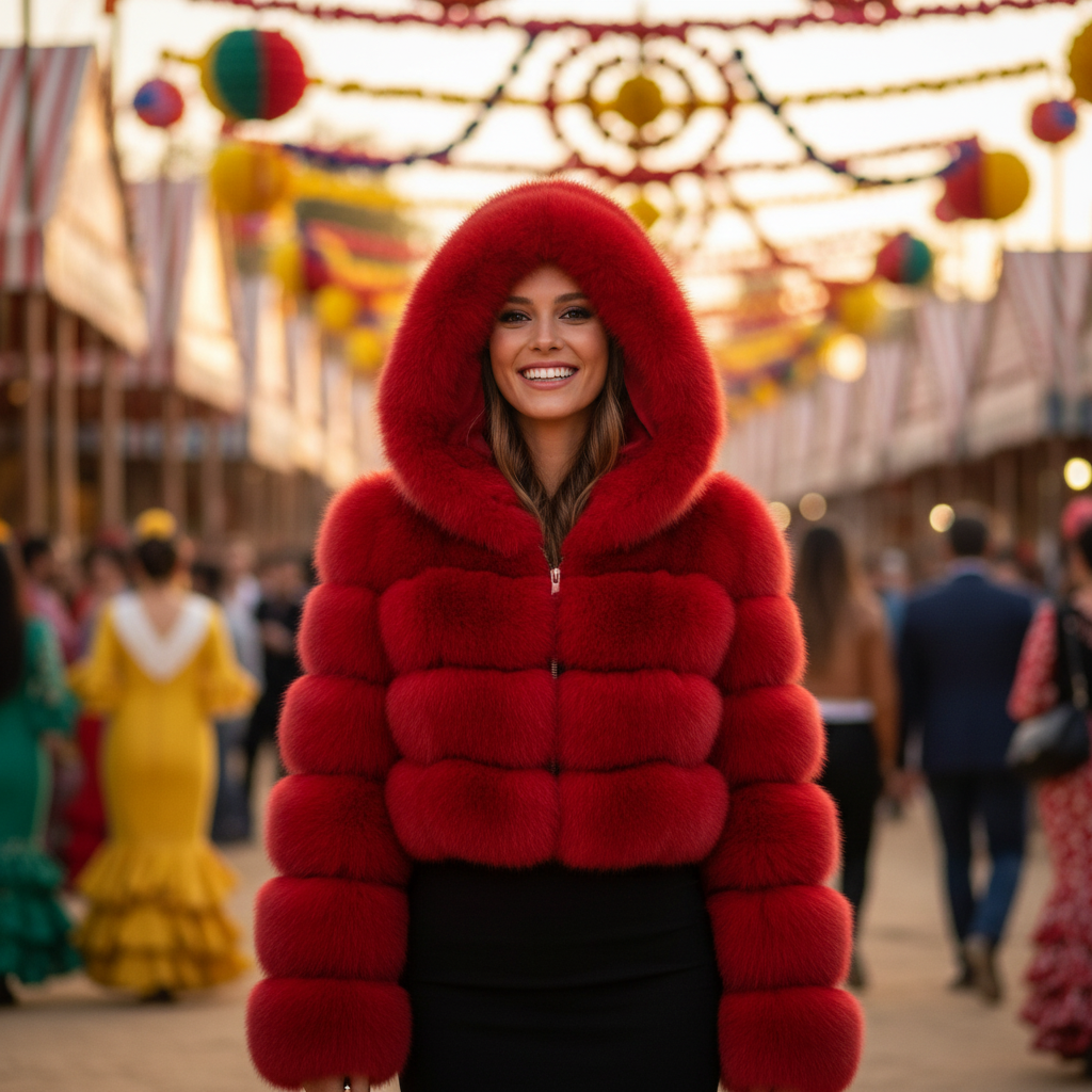 EMMA WU DESIGN – wholesale Fur/faux fur coat – Women's – EMMA WU SELECTION Short long-sleeve faux fur coat with hood15