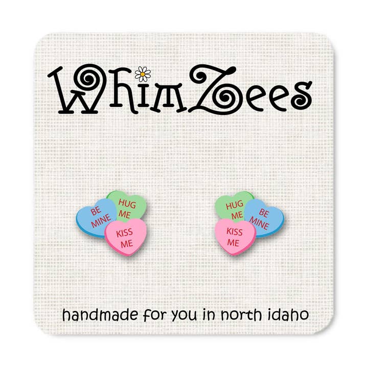 Boucles d'oreilles Saint-Valentin Cœurs de Conversation W352 pour la vente par WhimZees