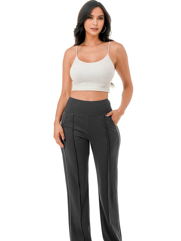 Color 5 - Wholesale Pants - Women's - Double strip side trim flare bottom active wear casual pant