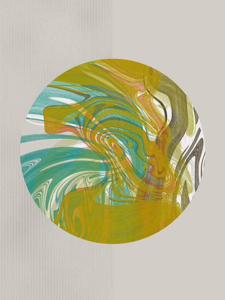 Circle filled with marbelized Colors - Giclee Fine Art Print for wholesale by Eric Fisher