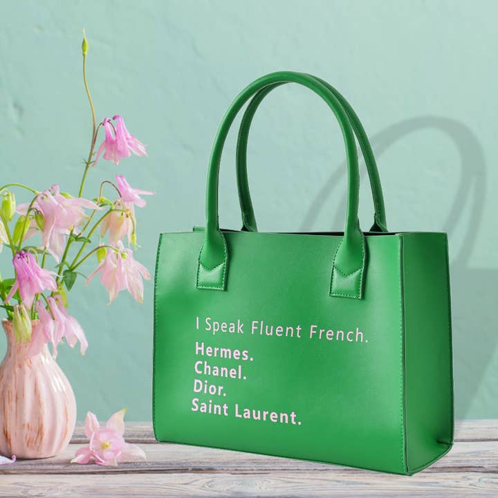 Sensibling Corp. - Vente Tote bag – femme - Sac fourre-tout à bandoulière "Je parle couramment français"3