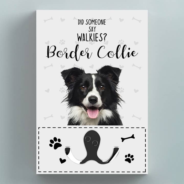 P6630 - Walkies Hundeleine zum Aufhängen an der Wand, Border Collie für den Großhandel von Vivid Squid Wholesale