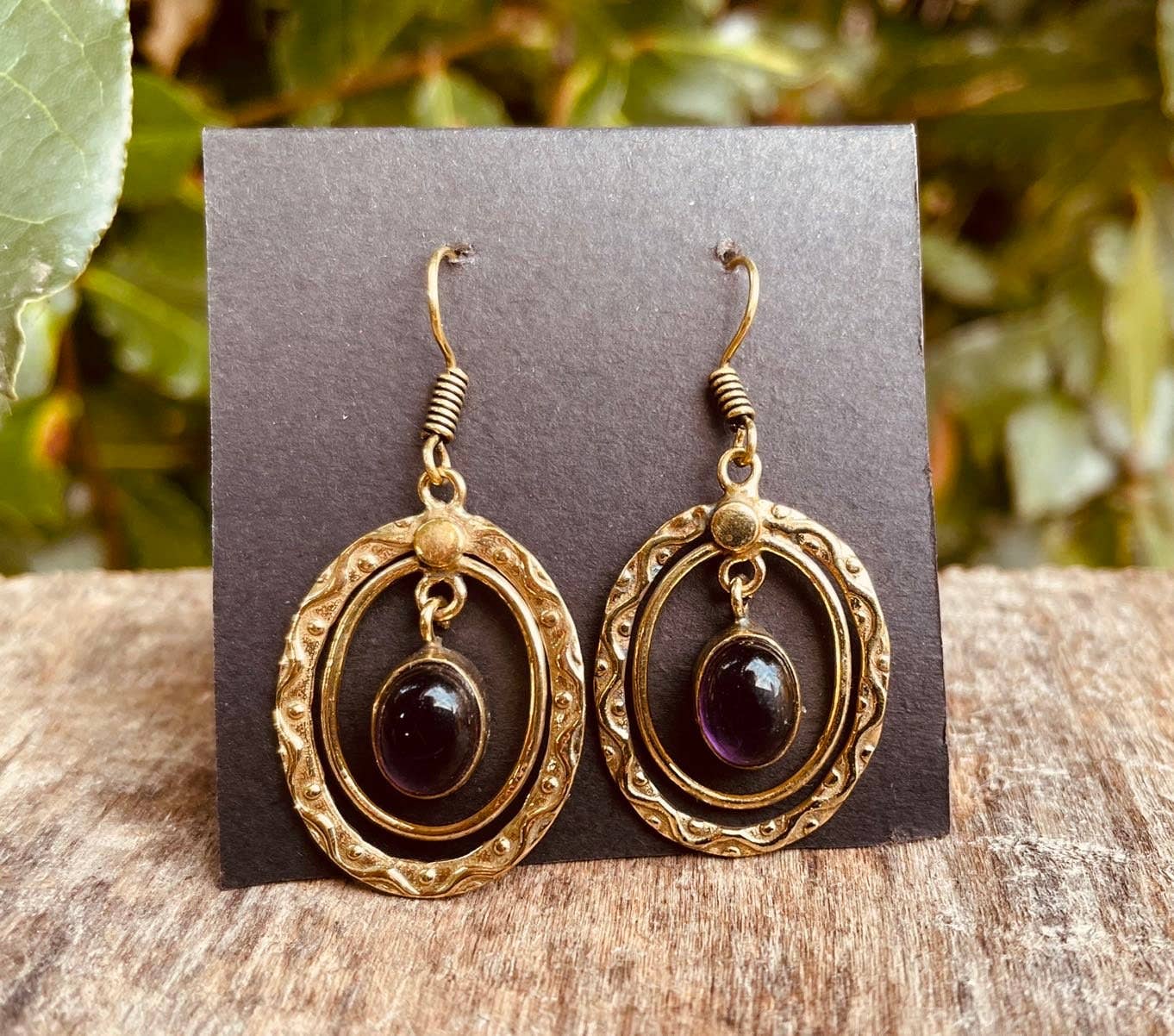 Kaali Boutique - Wholesale Dangle Earrings - Amethyst Earrings Dangle Brass Ethnic, rustic, yoga, hippie, gypsy, pretty, psy, boho, bohemian, festival1