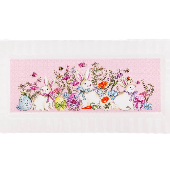 14" påskeharen bølget kant porcelænsfad Rosanne Beck for engroshandel hos Boston International