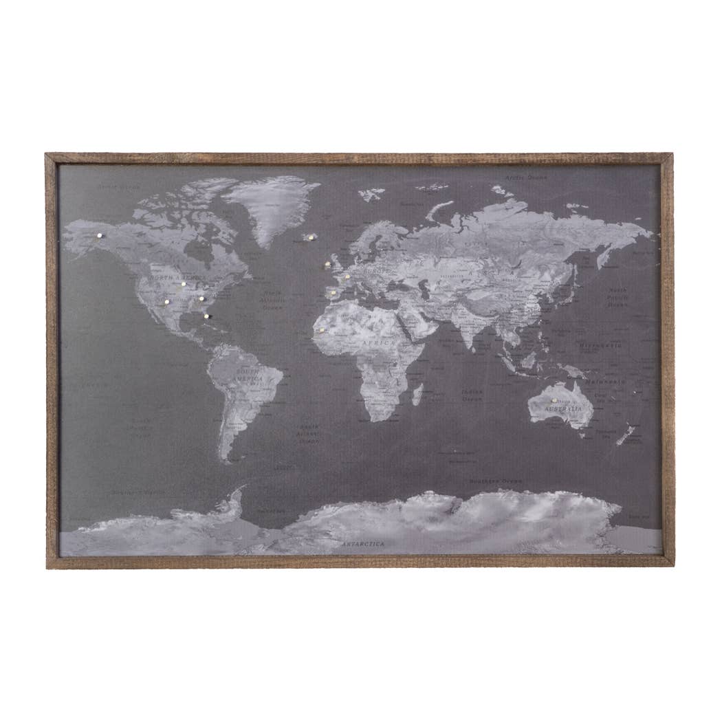 Driftless Studios - Wholesale Map - 24x16 Black and White Magnetic World Map - SM0031