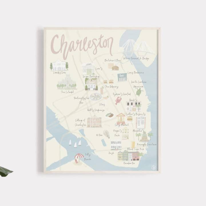 Palm Prints - Wholesale Art Print - Charleston, South Carolina Map Print1