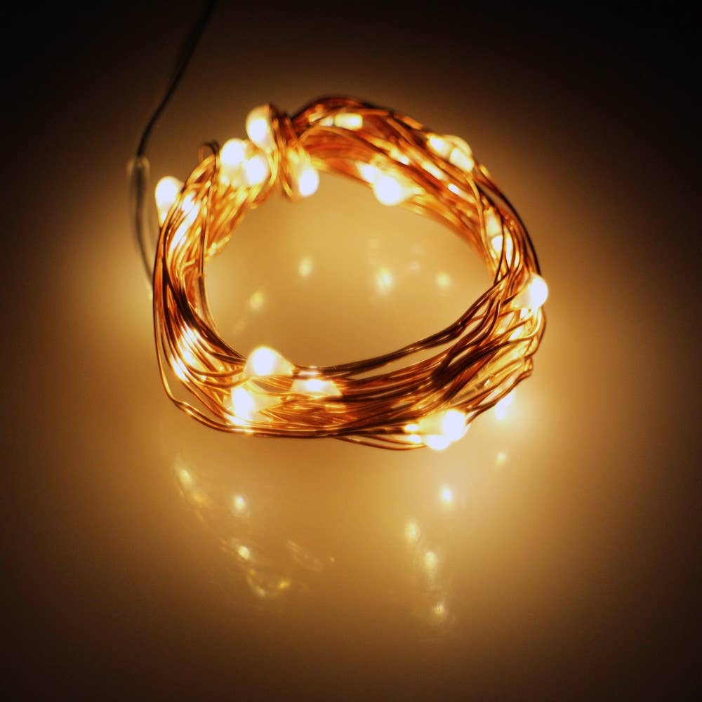 20 LED Natural Cop. Fairy Lights (Battery Op) WW/Copper Wire for wholesale on Faire5