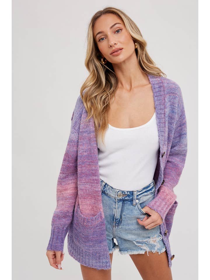 Bluivy - Wholesale Cardigan - Women's - TIE-DYE KNIT SWEATER CARDIGAN