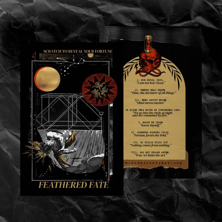 FJÄDERKLÄDD ÖDES Dark Academia Icarus Skraplott Lyckokort för wholesale av Cosmic Butcher