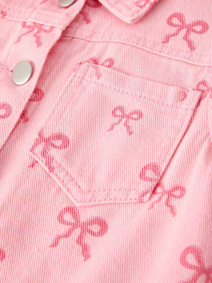 Rylee Faith Designs – wholesale Buttoned-down shirt – Kids – Pink Fall Girls Butterfly Print Denim Top7