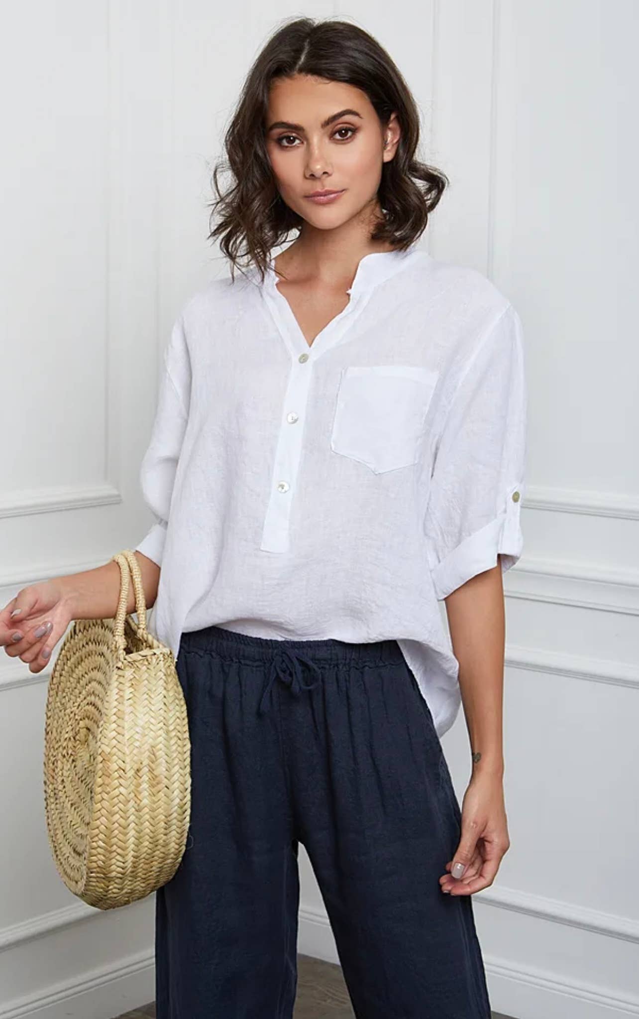 LÉA & LUC - Wholesale Button Down Shirt - Women's - 100% Linen Blouse REF. 636735