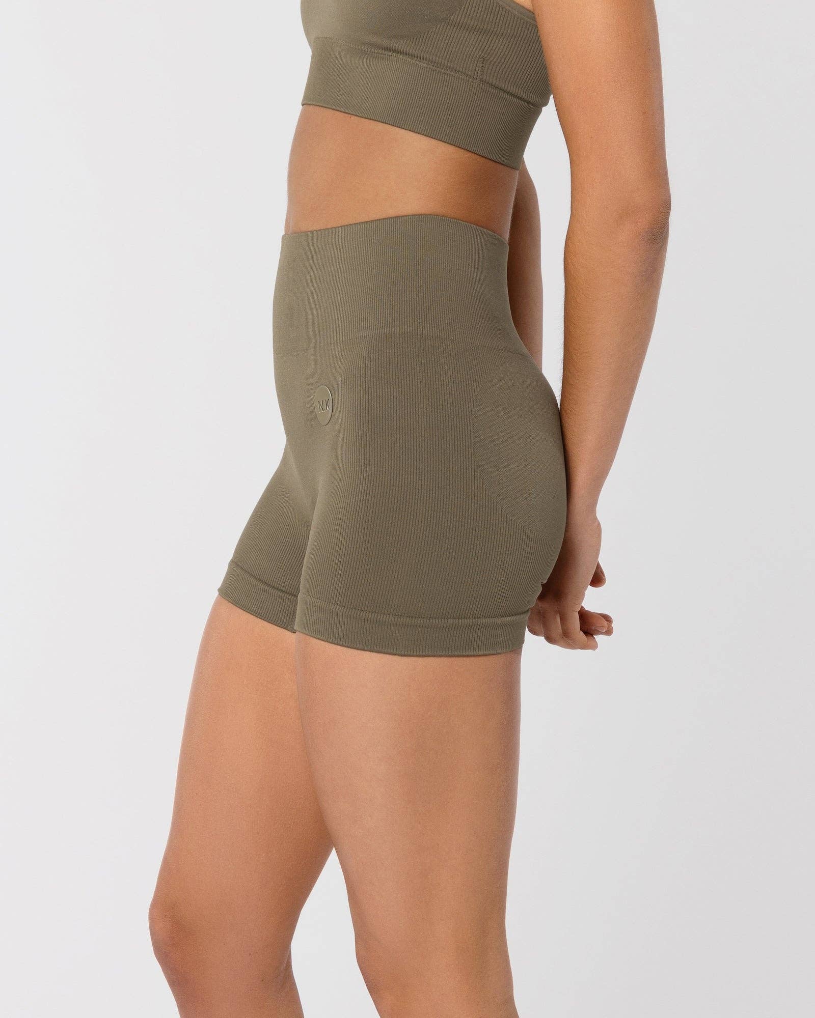 Nicky Kay - Wholesale Athletic Shorts - Women's - 4" Seamless Biker Shorts - Olive Green2