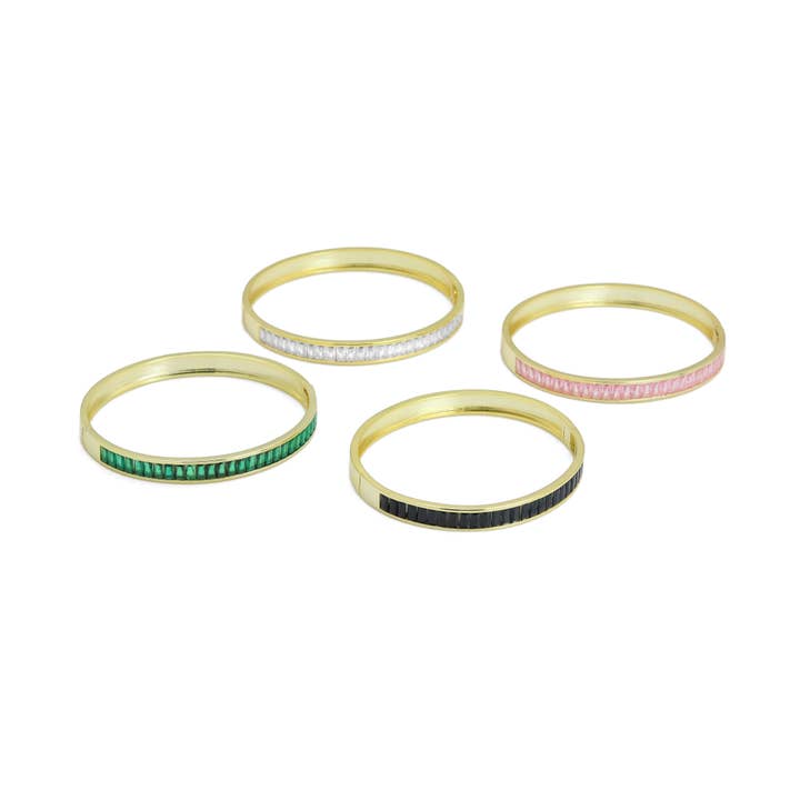 Colorful Baguette CZ Pave Round Gold Bracelet, Sku#ML81 for wholesale by BestBeads&Beyond