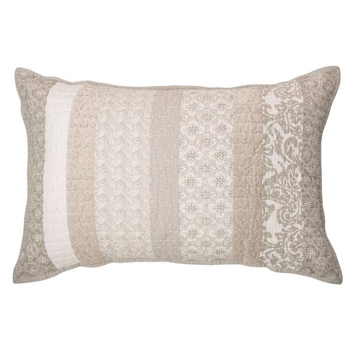 Lola Ivory and Taupe Sham for wholesale by Brunelli