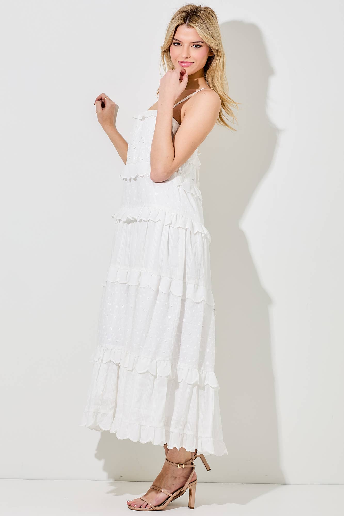 Baevely by Wellmade USA - Wholesale Dress - Women's - EYELET SPAGHETTI STRAP MAXI DRESS1